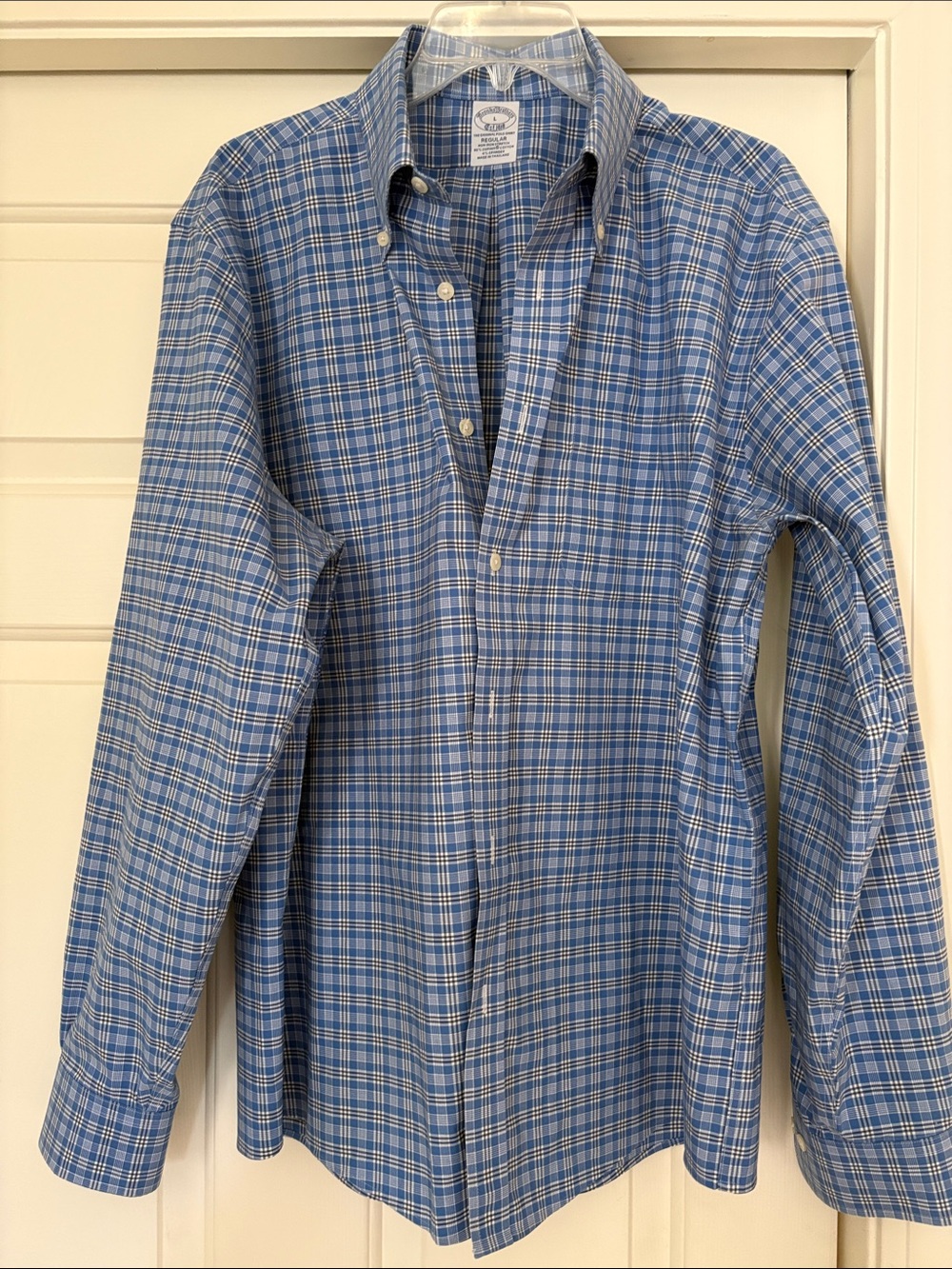 Brooks Brothers Light Blue & White Plaid Button-Down Shirt